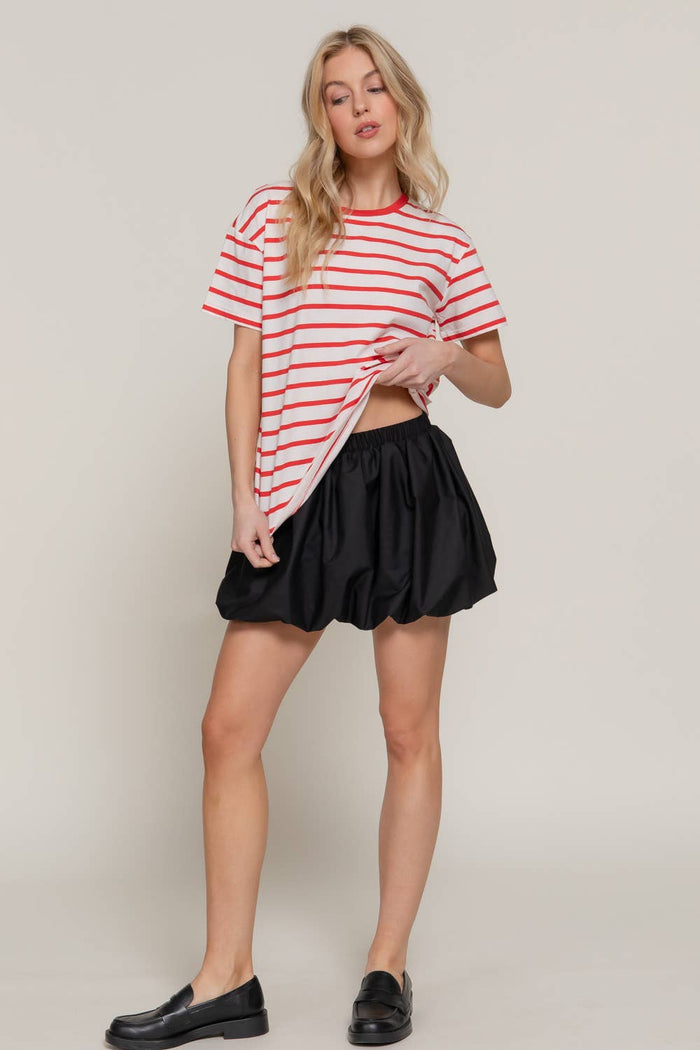 Short Sleeve Crew Neck Striped Tee