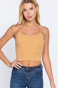 With Bra Cup Crop Rib Knit Cami Top for Stylish Comfort