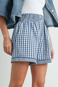Garterized Gingham Shorts - Effortless Style