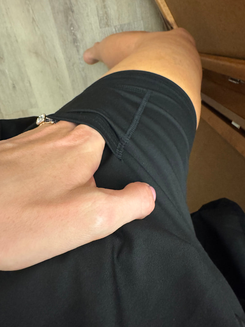 Black Pleated Skort With Pocket