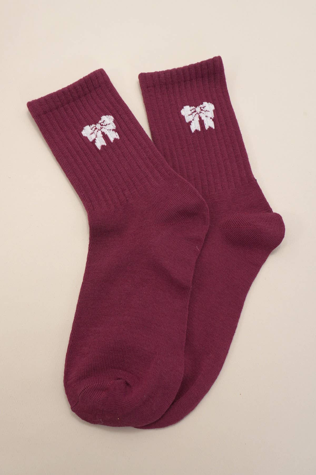 Bow Half-Crew Socks — Merlot | SeaJay’s Boutique