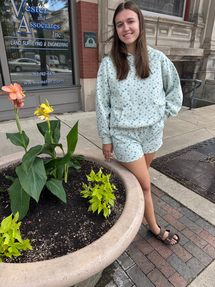 Ditsy Floral Hoodie Sweatshirt for Women Casual Pullover in Pastel Shades