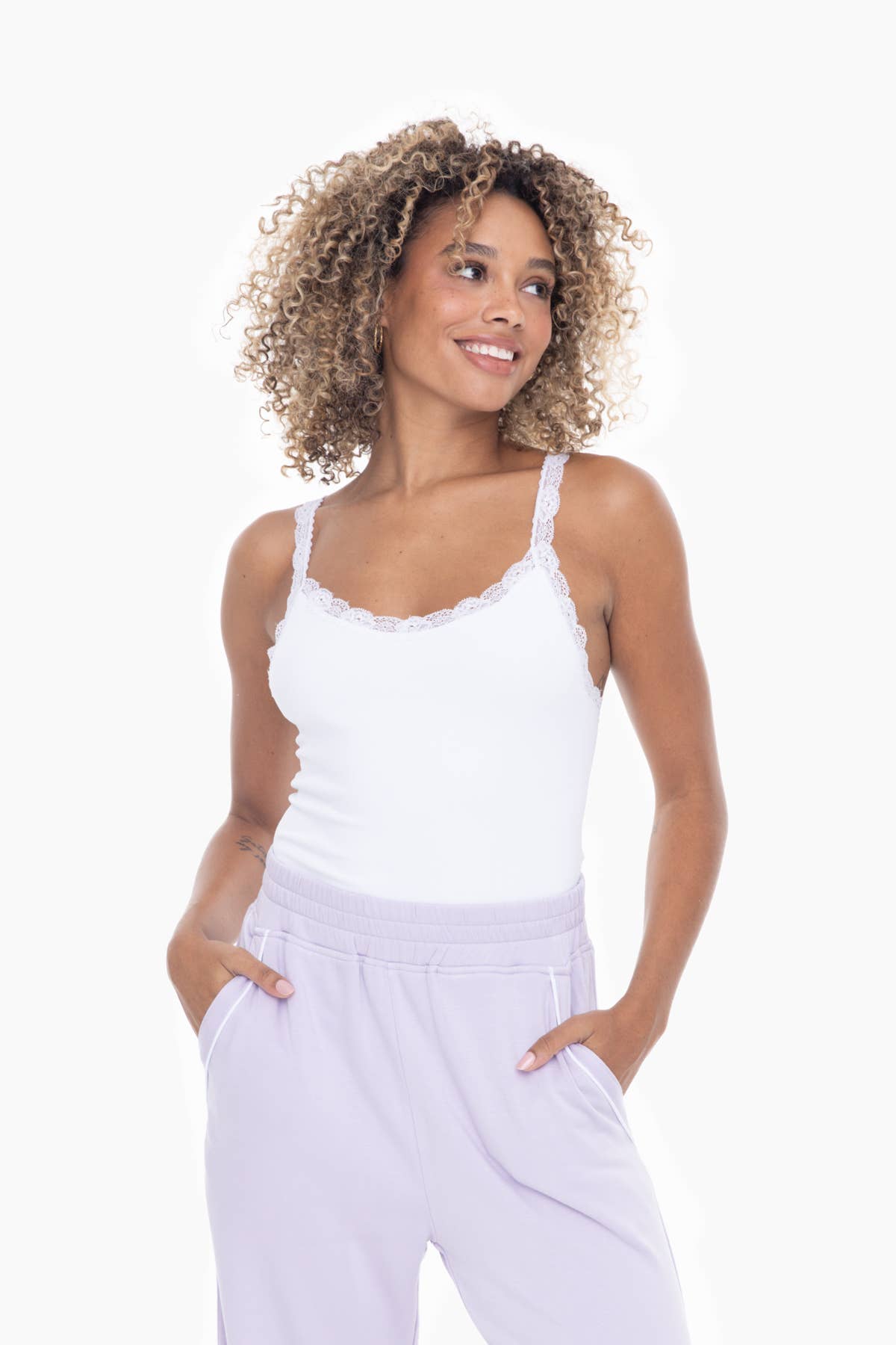 Ribbed Lace Trim Tank Top for Stylish Everyday Wear