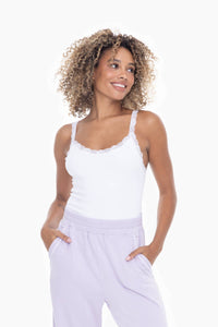 Ribbed Lace Trim Tank Top for Stylish Everyday Wear