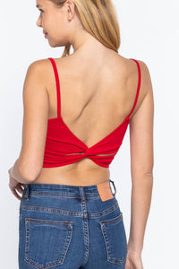 Round Neck Removable Bra Cup Twisted Back Cami Top Style