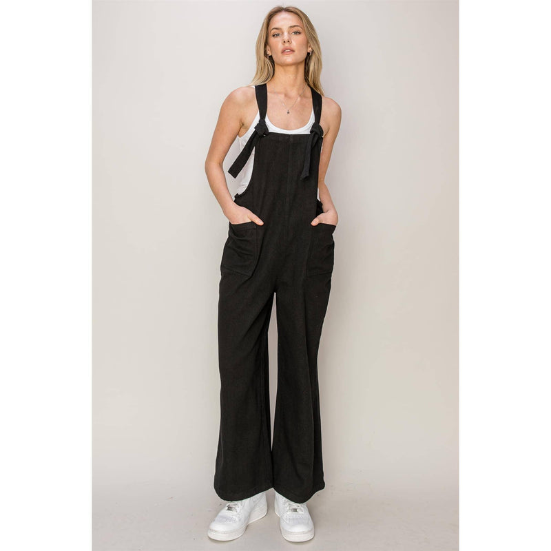 Twill Knotted Overall Jumpsuit