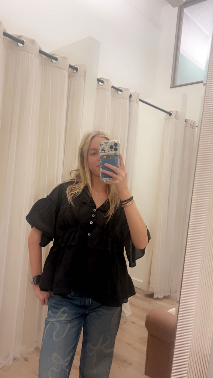 Embo Airy Collar Blouse - Black