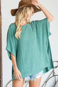 Hi-Low Hem Poncho Style Tunic Top - Black for Women