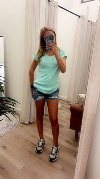 Mint Green Textured Solid Henley Top