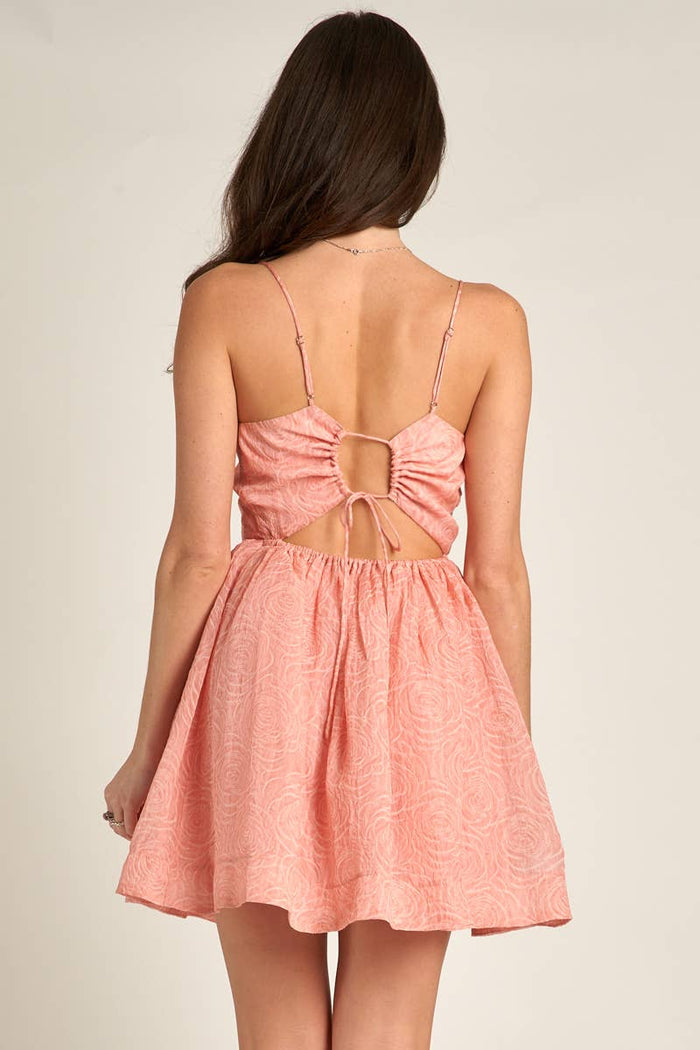 Spaghetti Strap Rose Pattern Mini Dress for Women
