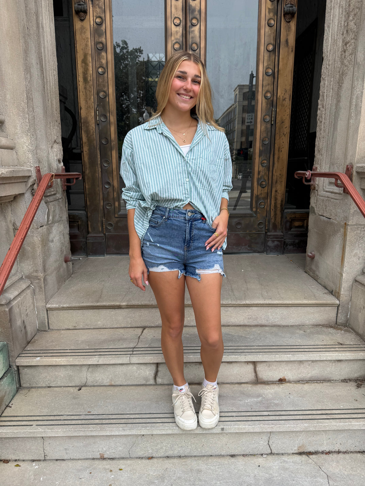 Authentic Distressed Dark Mom Jeans