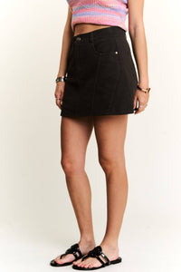 Charcoal Washed Casual Pocketed Mini Skirt for Women