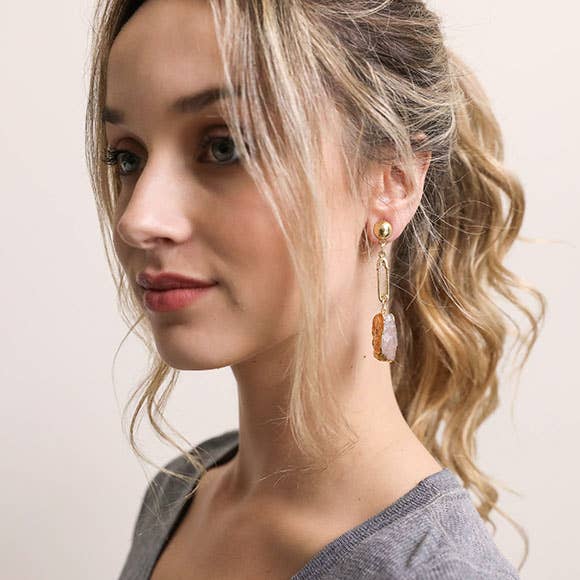 Gemstone Pin Drop Fashion Earrings for Elegant Style