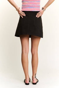 Charcoal Washed Casual Pocketed Mini Skirt for Women