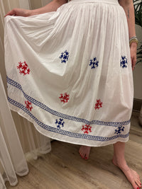 Tiered Maxi Skirt with Embroidery