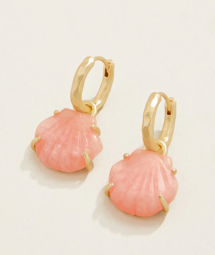 Spartina 449 Carved Shell Convertible Hoop Earrings Coral
