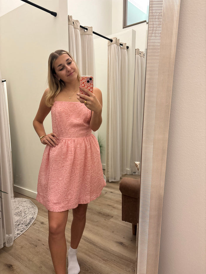 Spaghetti Strap Rose Pattern Mini Dress for Women
