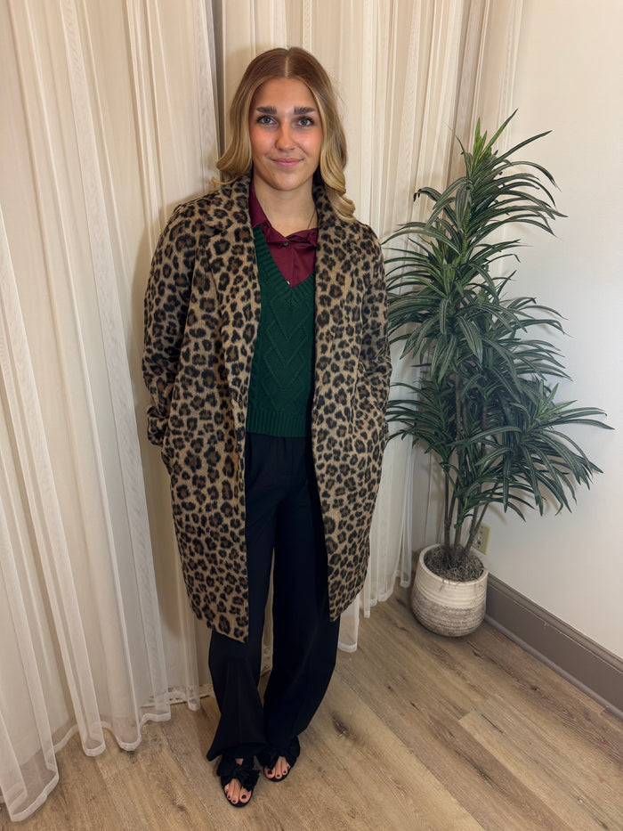 Leopard Print Oversized Statement Coat