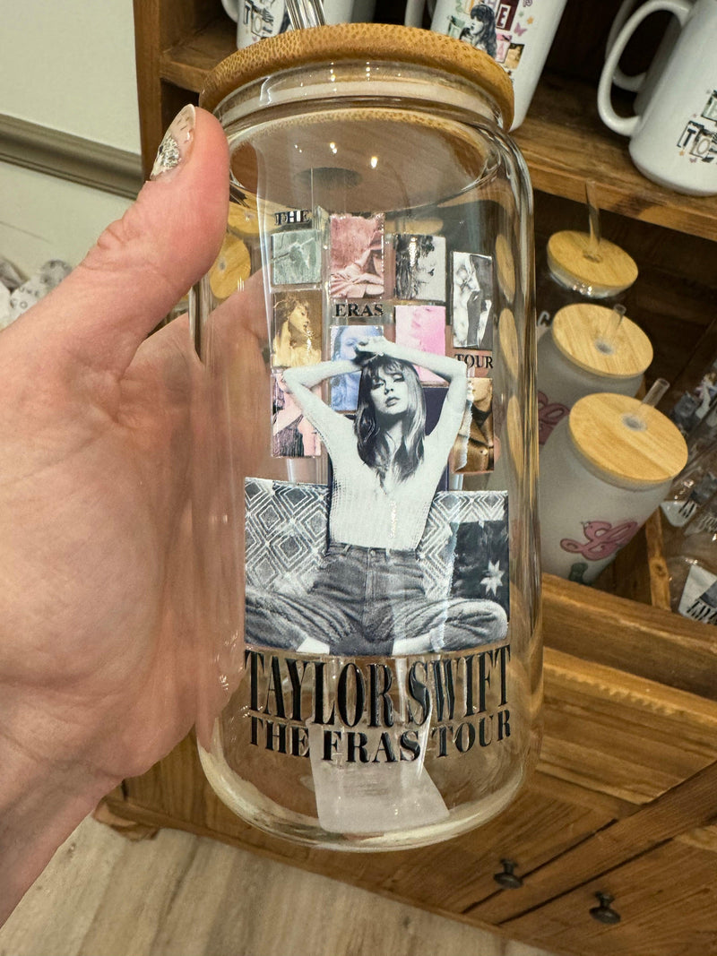 Taylor Swift Eras Tour Glass Cup with Straw