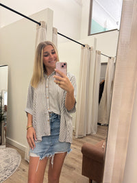 Oversized Button Down Striped Shirt