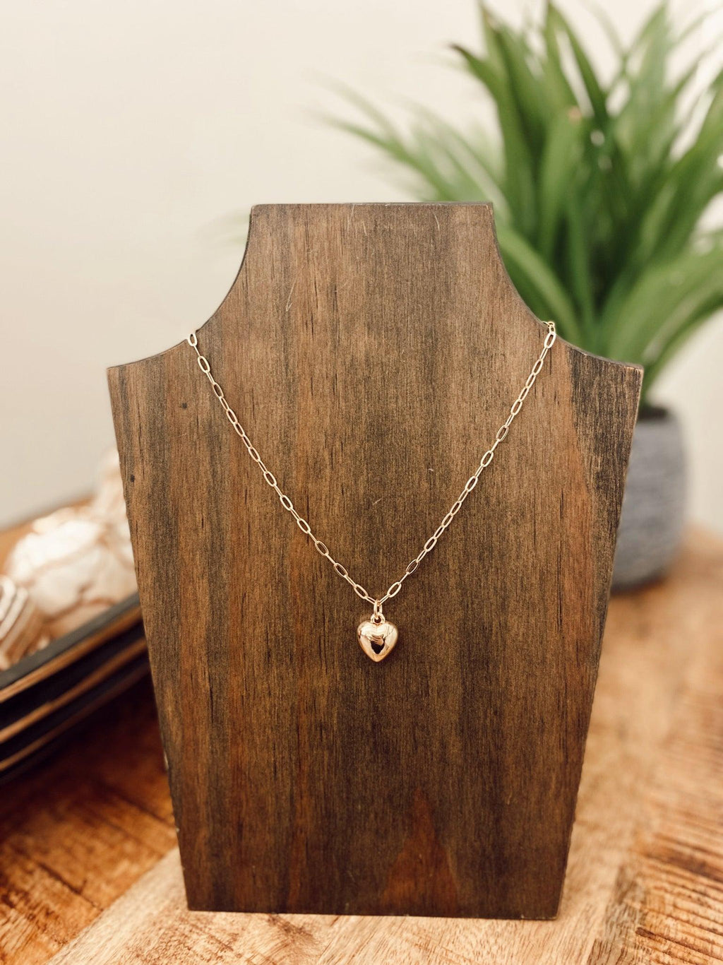 Gold Textured Heart Pendant on 16"-18" Necklace