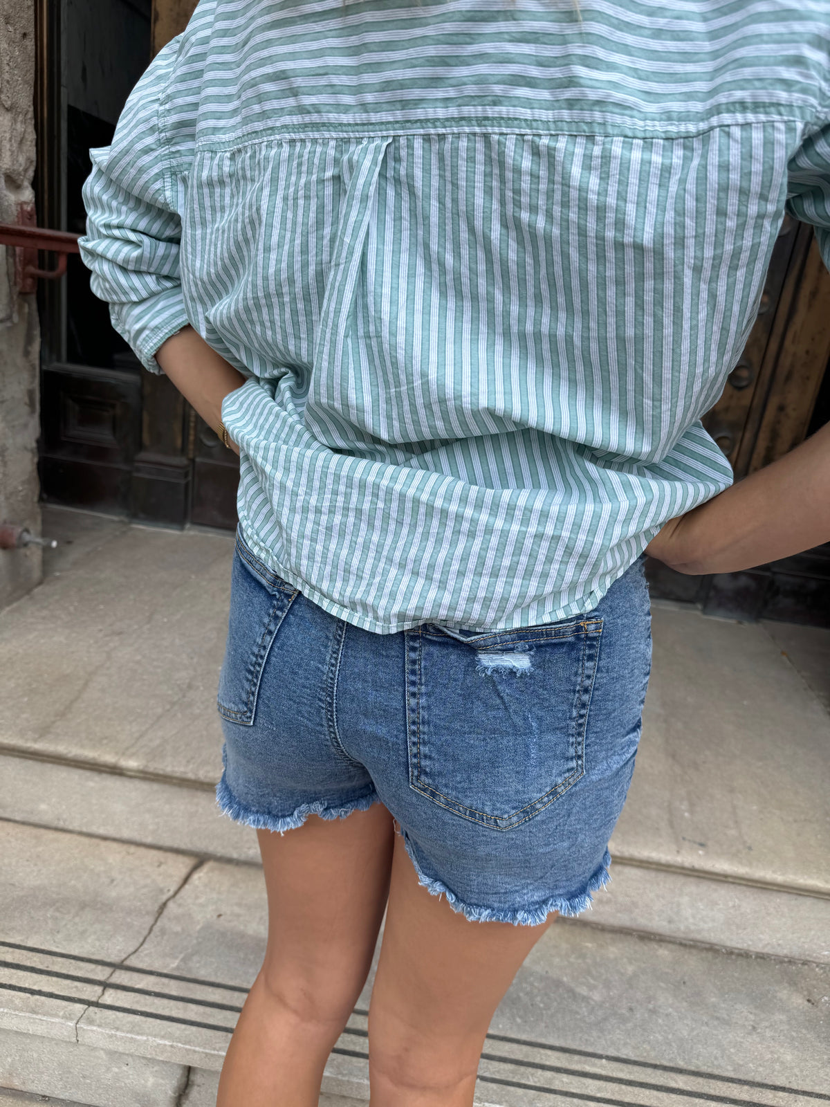 Authentic Distressed Dark Mom Jeans