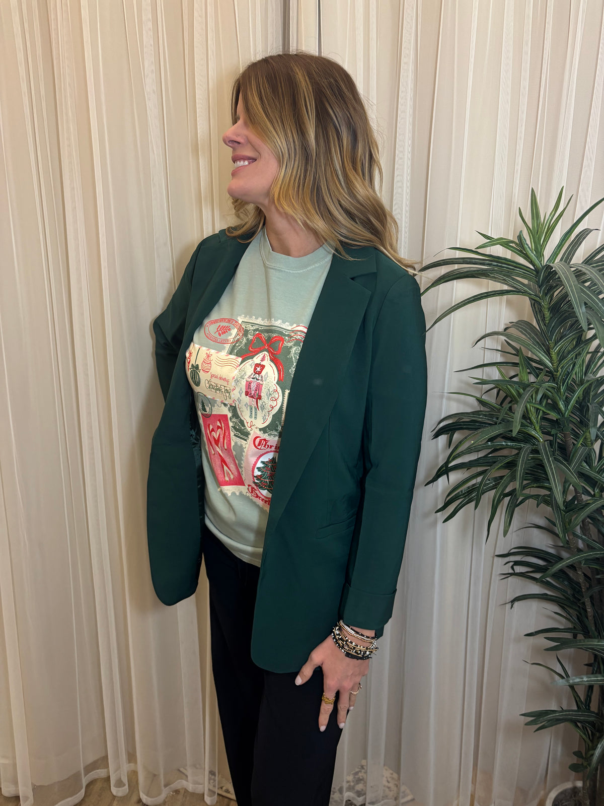 Hunter Green Tailored Longline Blazer