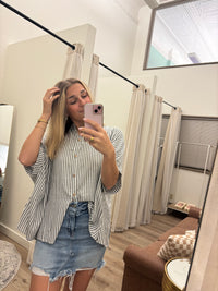 Oversized Button Down Striped Shirt