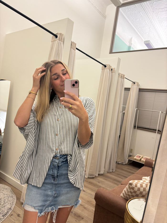 Oversized Button Down Striped Shirt