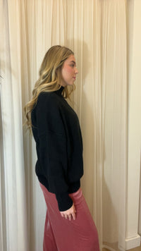 Black Mock Neck Exposed Seam Sweater | SeaJay’s Boutique
