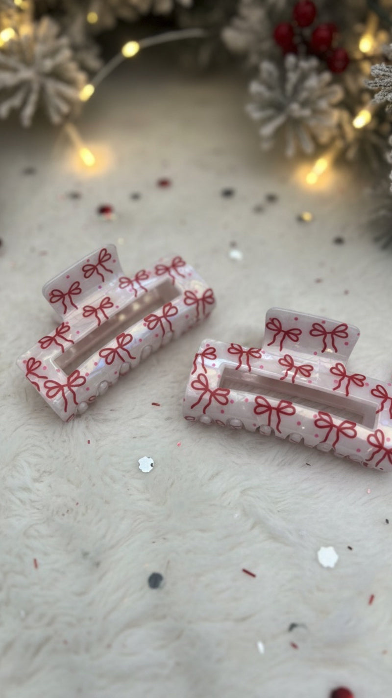 Christmas Bow Hair Claws