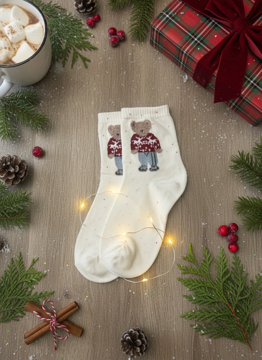 Holiday Teddy Bear Socks