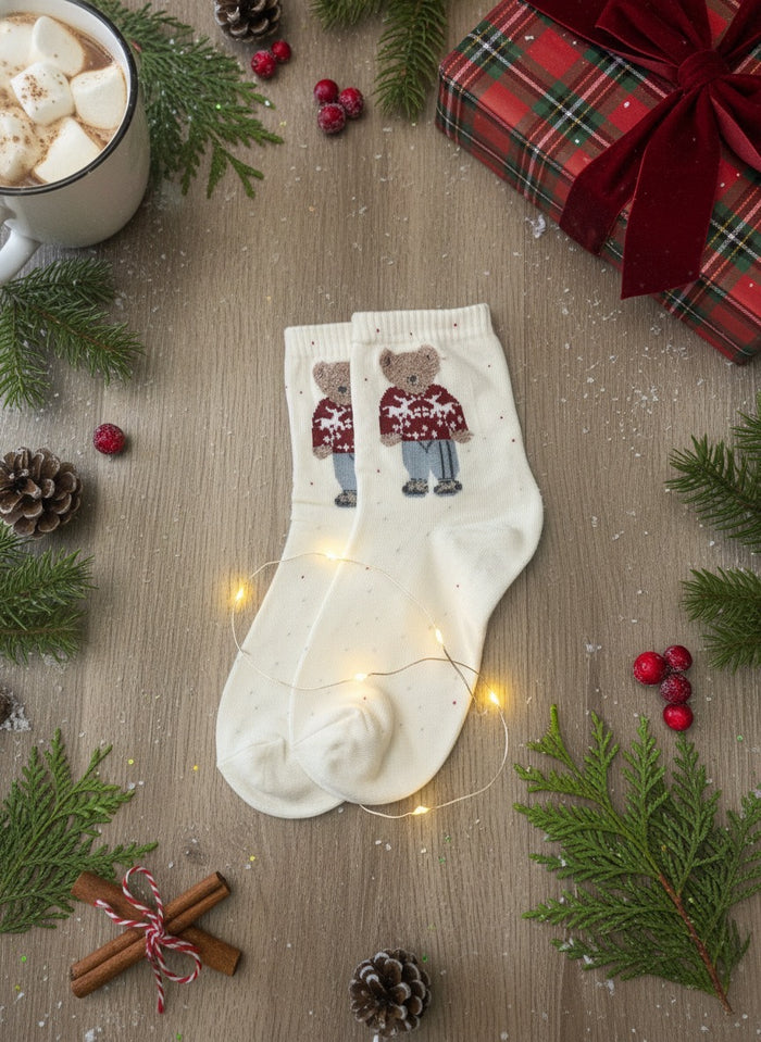 Holiday Teddy Bear Socks