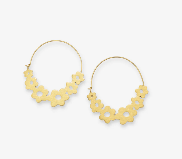 Maeve Floral Wrapped Hoop Brass