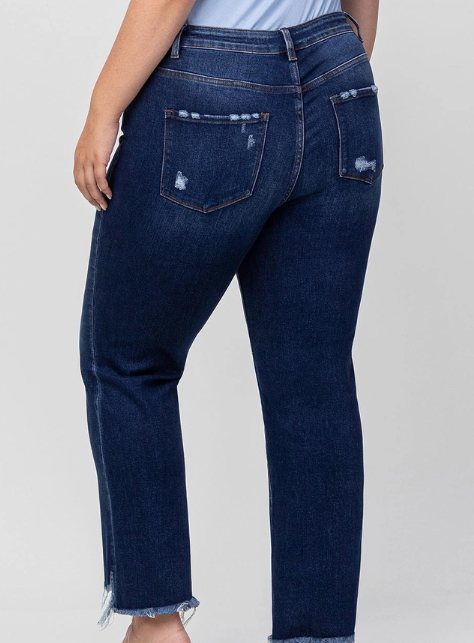 VERVET by Flying Monkey Curvy Super High Rise Ankle Frayed Jeans