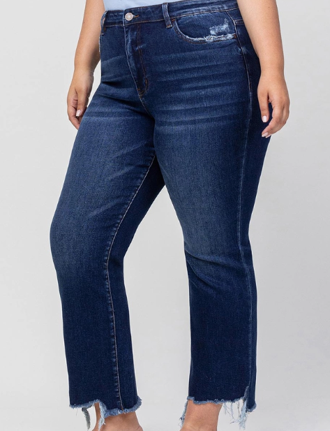 VERVET by Flying Monkey Curvy Super High Rise Ankle Frayed Jeans