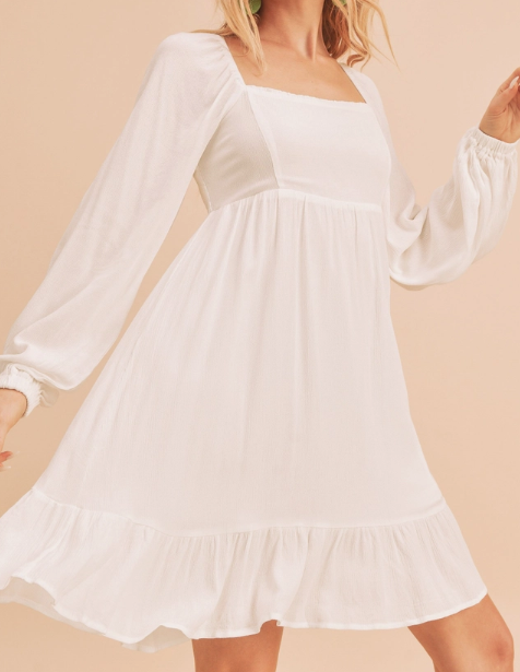 Taya Long-Sleeved White Dress