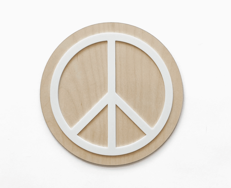 Peace Sign Kids Wood Wall Sign