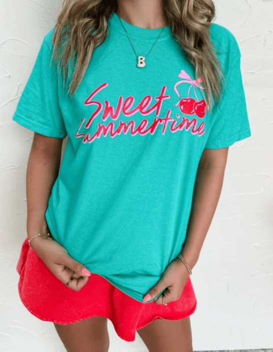 Sweet Summertime Cherry Bow Graphic T-Shirt
