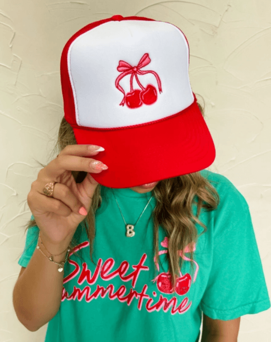 Cherry Bow Summertime Trucker Hat
