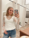 Ivory Sheer Lace LS Top