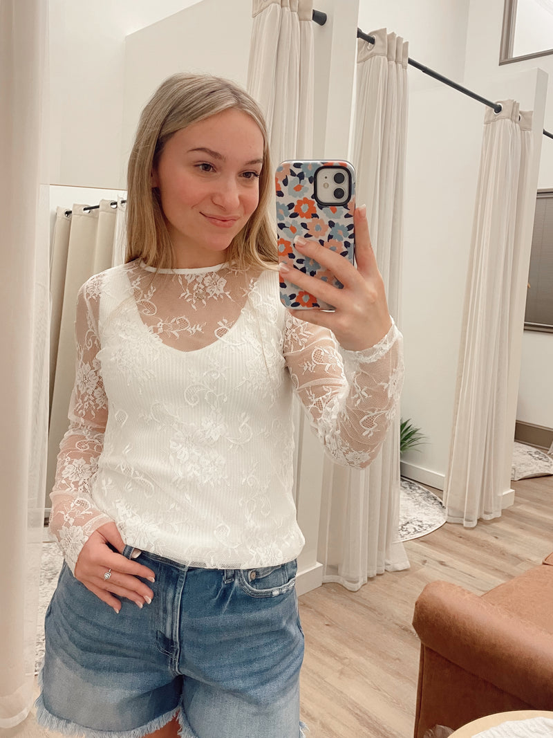 Ivory Sheer Lace LS Top