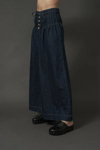 Yoka Pintuck Wide Leg Denim Pants for Effortless Style