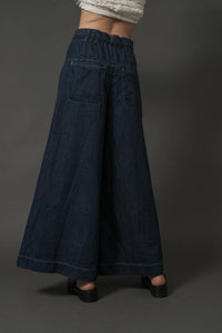 Yoka Pintuck Wide Leg Denim Pants for Effortless Style