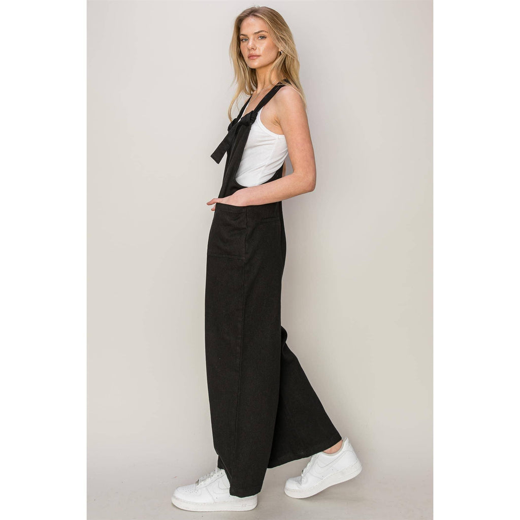 Twill Knotted Overall Jumpsuit