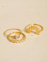 Françoise 18K Gold Non-Tarnish Sun Stone CZ Layered Ring