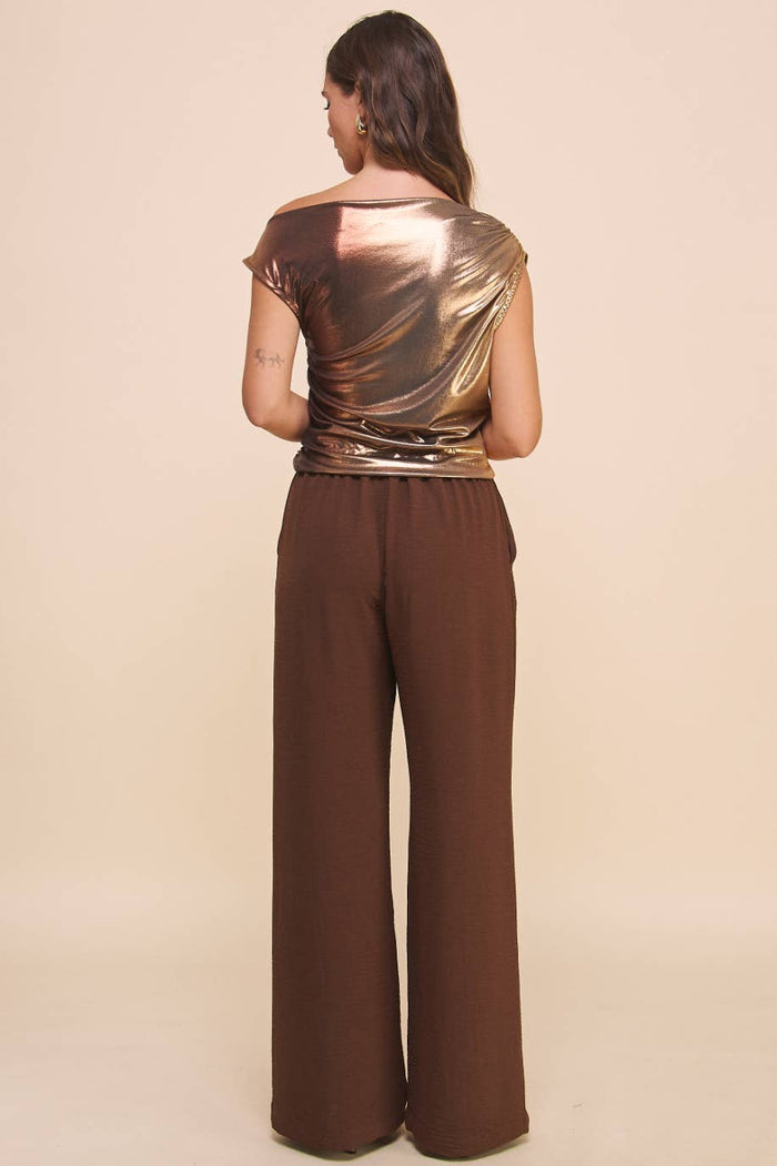 Chocolate High-Waisted Wide-Leg Trousers | Made in USA | SeaJay’s Boutique