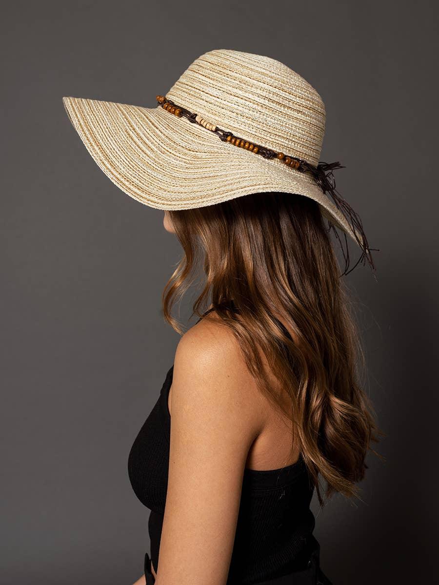 HAT2327 Harlyn Multicolor Floppy Hat w/ Beaded Band