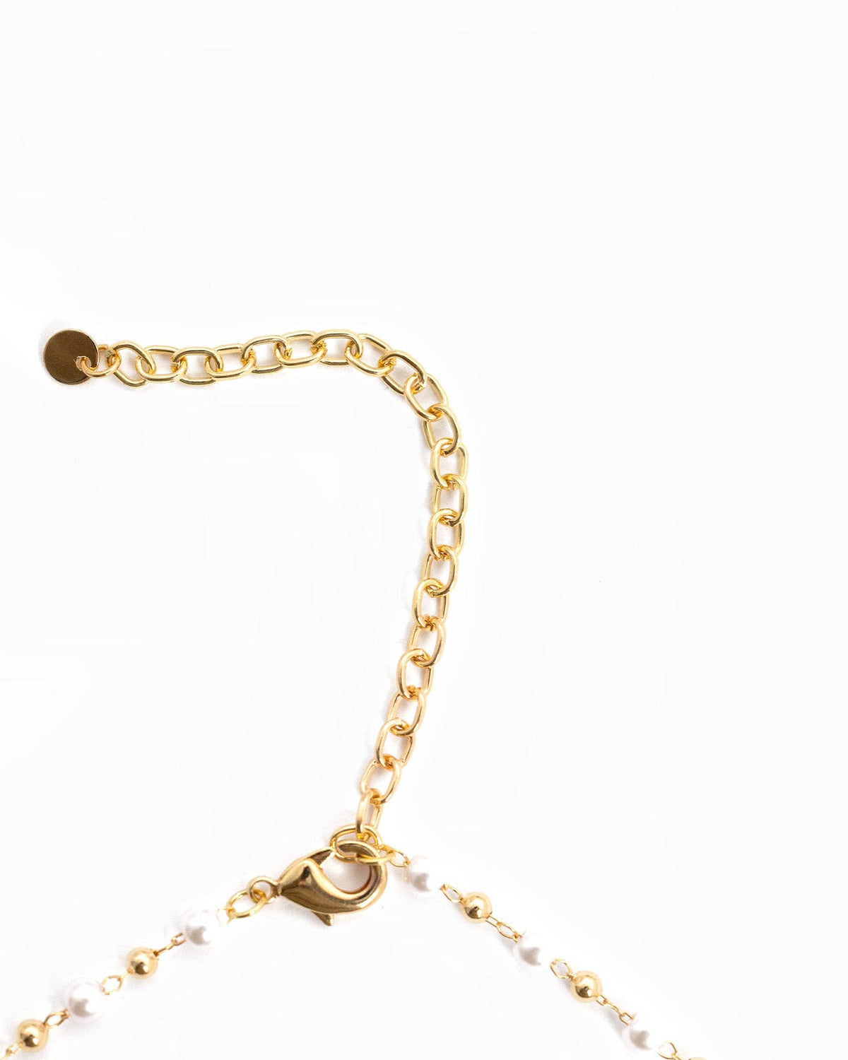 end clasp view of necklace on white background 