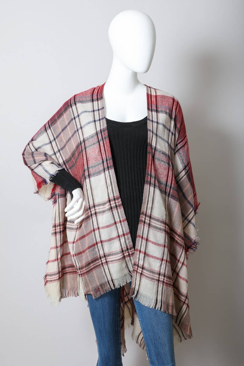 Lightweight Plaid Ruana Wrap for Effortless Style